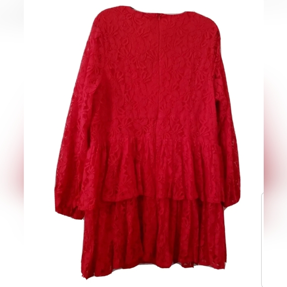 BOOHOO RED LACE TIERED DRESS SIZE 18 NWT - Picture 5 of 5